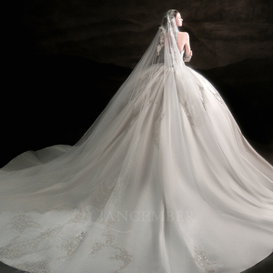 LSHT110 Vestidos de Novia Modernos sin Tirantes de Satén con Bordado de Encaje - Product Image 2