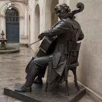 Bronze Cellist Musiker Skulptur Metallkunst Handgegossen Direkt ab Werk Figur Statue für Park Innenhof Hotel und Kulturpark
