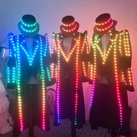 Светодиодный костюм с бахромой для ночных клубов, светящаяся LED-одежда для вечеринок и выступлений
