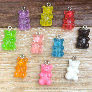 จี้หมีหลากสีทำจากเรซิ่นสำหรับทำเครื่องประดับ DIY ขนาด 8 มม. รูปทรงหมีน้อยหลากสีสัน อุปกรณ์ตกแต่งเครื่องประดับ - Product Image 1