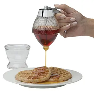 Honey Dispenser No Drip Glass Maple Syrup Comb Shaped Honey Pot 6oz