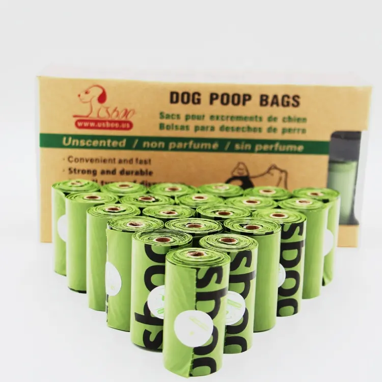 犬の廃棄物用のより緑の歩行器うんちバッグ、極厚の強力な100% 漏れ防止生分解性犬の廃棄物バッグカスタマイズされたロゴグリーン