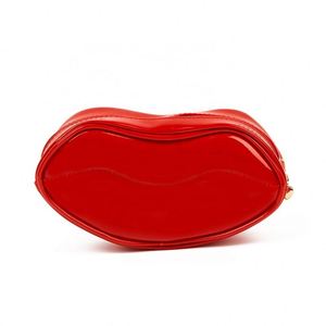 Sac de maquillage cosmétique grande capacité en PU, forme lèvres, étanche, portable, pour voyage, rangement de produits de soin de la peau, fabriqué en usine BSCI - Product Image 1