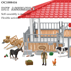 Chất lượng cao nhựa trẻ em ngựa mini trang trại động vật pullback xe máy kéo Đồ chơi thiết lập - Product Image 4