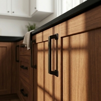 Poignée de meuble élégante et durable en alliage d'aluminium noir mat, 76/128 mm, pour cuisine moderne, villa, armoire, chambre à coucher, commode