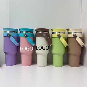 40oz Custom Logo Black Various Colors Stainless Steel Tumblers with <b>Top</b> Handle <b>Flip</b> Straw Spout Lid - Product Image 6
