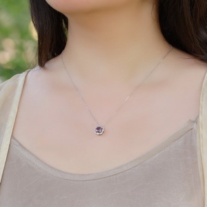 Clásico corte ovalado alejandrita flor colgante collar 925 plata esterlina elegante mujer joyería al por mayor - Product Image 6