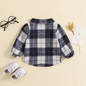 Großhandel Kinder Bluse Kleinkind Plaid Baby Kleinkind Jungen Shirts Warm Monogrammed Baby Jacke Mantel