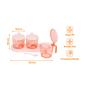 Kit de 4 pots à épices hermétiques en plastique PP avec cuillère, compatibles lave-vaisselle, rangement manuel pour herbes et épices - Product Image 2