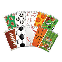 Carnet à spirale portable sur le thème du basketball, du football et du rugby, lot de 10, mini-agenda pour étudiants, couverture en pâte à papier