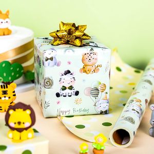 Yarcony Baby Animal Wrapping Paper 46.8 Sq Ft Reversible Watercolor Safari Design For Baby Shower Birthday Gift Wrap - Product Image 6