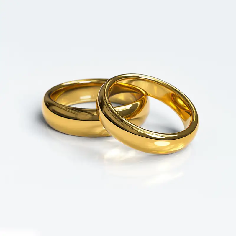 Wholesale Simple Stainless Steel Wedding Ring Jewelry Glossy Gold Plated Couple Rings