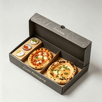 Caja de Pizza Personalizada con 3 Compartimentos, Empaque de Cartón de Grado Alimenticio para Mini Pizzas, Caja Ecológica para Llevar