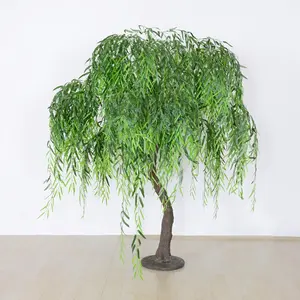 Greenery cheap artificial weeping willow tree big fake tree artificial plants OEM customized Dajia Garden 4 6 meter willow tree wood fiberglass artificial willow tree