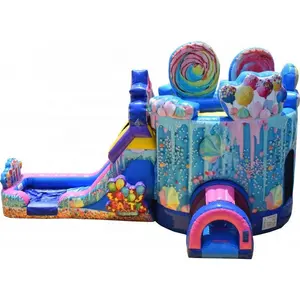 High quality new Inflatable Birthday Cake Bouncer Combo with Wet or Dry Slide for Birthday Party blow up Happy Birthday cake