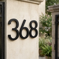 Numéros de maison modernes 3D en métal noir Grandes lettres flottantes en acier inoxydable Hôtels Appartements Maisons Plaque de porte décorative Adresse