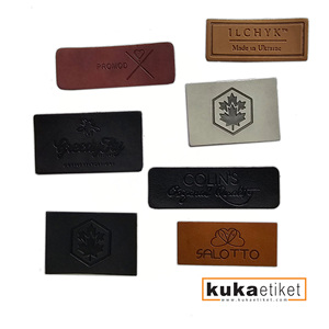 Étiquettes de vêtements de marque de haute qualité en cuir PU personnalisé, faux étiquettes, marquage à chaud, lavables, couleur et taille personnalisées - Product Image 3