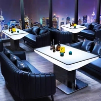 Table Basse Extérieure LED Lumineuse en Verre et Métal, Design Moderne, Étanche, Idéale pour les Fêtes - Vente en Gros