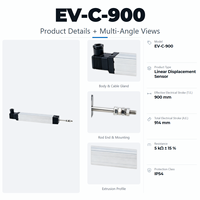 Capteur de déplacement linéaire EV-C-900 900 mm ±0,05 % IP54 pour Novotechnik TLH/TL Gefran LT Sakae LP Variohm ELPM Penny+Giles SLS