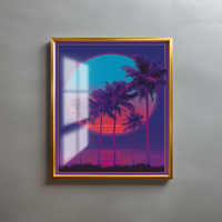 Peinture décorative en verre de palmier de coucher de soleil tropical personnalisée art mural moderne pour le salon chambre à coucher décor à la maison vente en gros