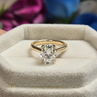 Bague de fiançailles en or massif 10K/14K/18K avec diamant de laboratoire ovale de 3 carats, halo dissimulé et pavé, certifiée IGI CVD/HPHT, personnalisable