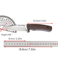 Volledig geïntegreerd vaststaand mes van DC53 staal met linnen Micarta handvat voor jagen, outdoor, overleven en kamperen