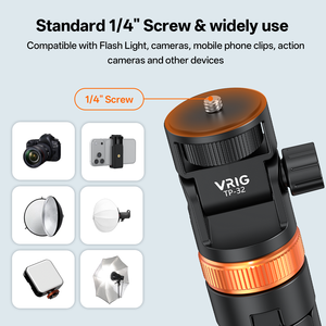 Trépied portable réglable Vrig Tp-32 de 65 pouces avec vis de 1/4 de pouce et installation téléphonique, tête sphérique à 360 degrés en aluminium - Product Image 2
