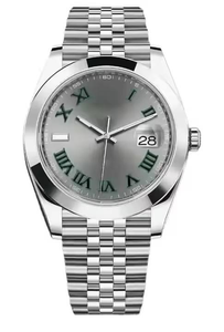 Reloj deportivo para hombre con cara romana verde de versión ultraalta, correa de reloj mecánica de cinco cuentas de acero inoxidable - Product Image 3