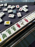 Jeu de Mahjong américain rétro à motif floral chinois Polo Club - Matériel acrylique portable pour 4 joueurs pour le divertissement