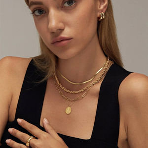 שרשרת שכבת נייר מצופה זהב 18 קראט עבור נשים עמיד למים שרשרת ברזל נירוסטה נחש הרינקה - Product Image 6