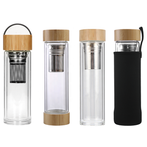 SilverJet Double Wall Glass Tea <b>Infuser</b> <b>Bottle</b> 500ml With Filter Lid Leakproof Bpa Free For Office Home Camping Use - Product Image 1