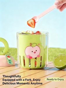 Vaso de Frutas Colorido para Batidos, Ensaladas y Yogur con Tenedor, Vaso Portátil de Doble Capa con Drenaje para Picnic y Camping - Product Image 4