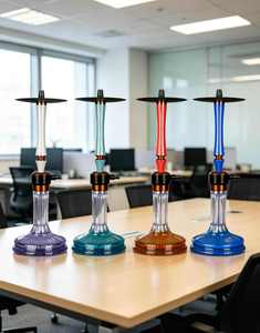 Modern Colored <b>Hookah</b> Set Glass Base Metal Stem Tobacco <b>Pipe</b> for Lounge Bar Home Use - Product Image 3