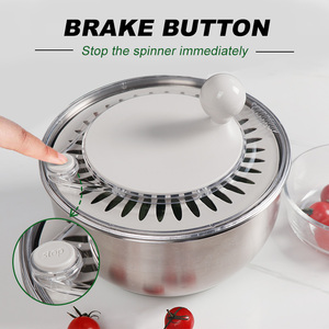 LOVFE Customizable Lettuce <strong>Spinner</strong> Bowl Vegetable Drying Manual Stainless Steel <strong>Salad</strong> <strong>Spinner</strong> Drainer <strong>with</strong> Handle - Product Image 3