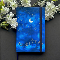 Carnet LABON Constellations Étoilées Lapins |   Carnet A5 à couverture rigide en similicuir avec motif lapin céleste mignon