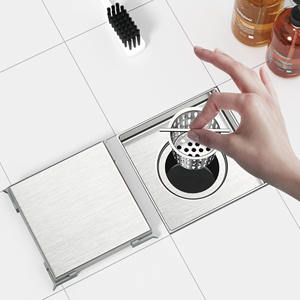 Desagüe Cuadrado Moderno de 4 Pulgadas para <span class=keywords><strong>Ducha</strong></span>, de Acero Inoxidable 304, Anticorrosión, con Filtro de Cabello Extraíble - Product Image 1