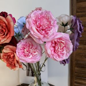 Rosas Artificiales Martin Austin, Flores de Seda de 3 Cabezas, Tacto Natural, Decoración para Bodas y Hogar, Arreglos Florales - Product Image 2