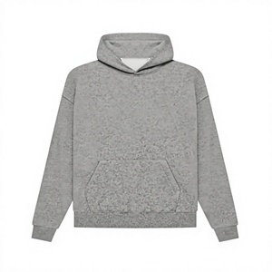 Custom Plain <b>Grey</b> Pullover Hoodie <b>Mens</b> Oversized Hooded Sweatshirt Premium Cotton <b>Fleece</b> Blank Hoodie Casual Streetwear OEM ODM - Product Image 1
