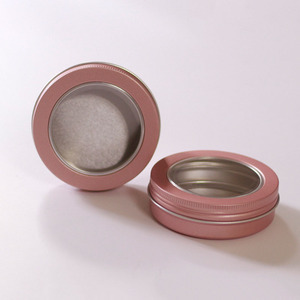 Mini pot rond en aluminium avec couvercle à vis, 100 ml, <span class=keywords><strong>83</strong></span>*28 mm, couleur or rose, pour bonbons et biscuits, avec fenêtre transparente, marque <span class=keywords><strong>LG</strong></span>, boîtes polies - Product Image 3