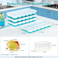Bac à glaçons en silicone sans BPA personnalisé par Waker Manufacturer, lot de 4, avec bac de rangement pour congélateur, lot de 4, 48 cubes, bac à glaçons en silicone
