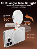 Anneau lumineux LED pliable rechargeable magnétique avec support de téléphone et miroir pour maquillage, vlog, photographie et vidéo
