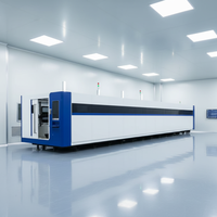 Machine de découpe laser à fibre optique haute vitesse PFT avec cabine de protection intégrée, double bancs pour métal, système de contrôle Cypcut BMP