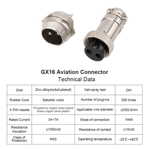GX16-3 разъем для авиационного разъема и M16 2-10 Pin авиационный разъем питания для автоматизированного оборудования/применения литиевых батарей - Product Image 6