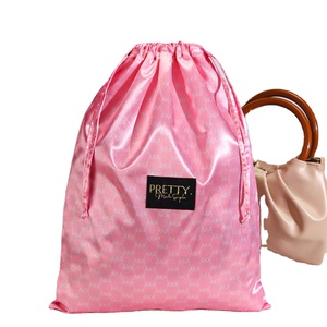 Pochette de rangement luxueuse en satin imprimé pour sacs à main, chaussures et lingerie, avec étiquette en tissu, sac anti-poussière personnalisé en satin à cordon de serrage - Product Image 2