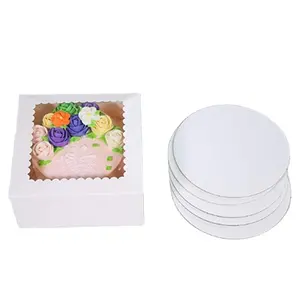 Hete Verkoop Bruiloft Grote 10X10X5 Inch Witte Hoge Cakeboxen Met Doorzichtig Raam Bruidstaartdozen Met Dienblad
