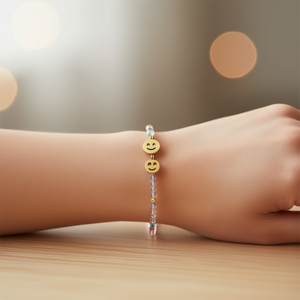 Pulseras con Cuentas Z Zhou de 3 cm, Chapadas en Oro, con Dije de Cara Sonriente, Juego de Joyería de Acero Inoxidable, 24 Piezas, Unisex, para Uso Diario - Product Image 2