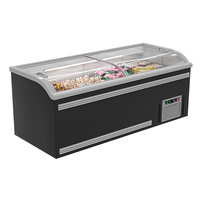 Congélateur horizontal avec plaque de style en verre incurvé, refroidisseur pour viande, vitrine de congélation, mini-congélateur pour viande