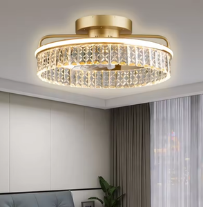 Zèle Éclairage Nordique Moderne K9 Cristal Or Couleur Led Ventilateur De Plafond Lustre Lumière - Product Image 5