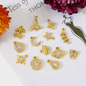 Colgante de Zirconia Chapado en Oro de 18K de Acero Inoxidable, Planeta Luna, Accesorios de Joyería DIY - Product Image 1