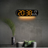Jam dinding Digital layar besar, 12.5 "jam dinding besar dengan Remote kontrol berubah warna, jam besar dengan lampu malam